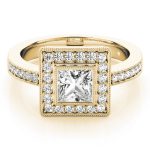 Halo Engagement Ring, Square Shape, in Yellow Gold - 83651