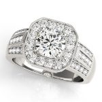 Halo Engagement Ring, Round Shape, in White Gold - 83713