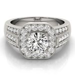 Halo Engagement Ring, Round Shape, in White Gold - 83713