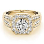 Halo Engagement Ring, Round Shape, in Yellow Gold - 83713