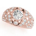 Antique Engagement Ring, Vintage Style, Round Shape, in Rose Gold - 83714