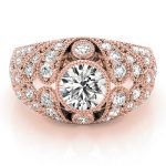 Antique Engagement Ring, Vintage Style, Round Shape, in Rose Gold - 83714