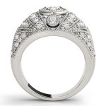 Antique Engagement Ring, Vintage Style, Round Shape, in White Gold - 83714