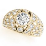 Antique Engagement Ring, Vintage Style, Round Shape, in Yellow Gold - 83714