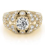 Antique Engagement Ring, Vintage Style, Round Shape, in Yellow Gold - 83714