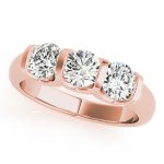 Three Stone Engagement Ring, Round Shape, in Rose Gold - 83726