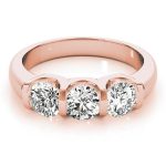 Three Stone Engagement Ring, Round Shape, in Rose Gold - 83726