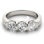 Three Stone Engagement Ring, Round Shape, in Sterling Silver - 83726