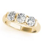 Three Stone Engagement Ring, Round Shape, in Yellow Gold - 83726