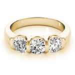 Three Stone Engagement Ring, Round Shape, in Yellow Gold - 83726