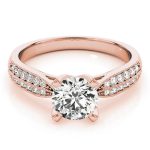 Pave Engagement Ring, Round Shape, in Rose Gold - 83735