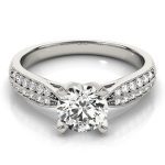 Pave Engagement Ring, Round Shape, in Platinum - 83735