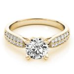 Pave Engagement Ring, Round Shape, in Yellow Gold - 83735