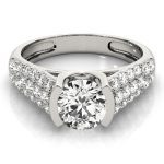 Pave Engagement Ring, Round Shape, in Sterling Silver - 83751