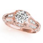 Antique Engagement Ring, Vintage Style, Round Shape, in Rose Gold - 83764