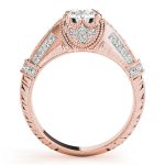 Antique Engagement Ring, Vintage Style, Round Shape, in Rose Gold - 83764