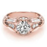 Antique Engagement Ring, Vintage Style, Round Shape, in Rose Gold - 83764