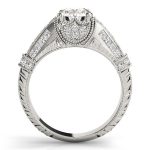 Antique Engagement Ring, Vintage Style, Round Shape, in Platinum - 83764