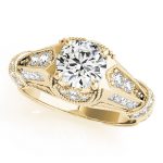 Antique Engagement Ring, Vintage Style, Round Shape, in Yellow Gold - 83764