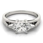 Three Stone Engagement Ring, Square Shape, in Platinum - 83770