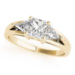 Three Stone Engagement Ring, Square Shape, in Yellow Gold - 83770