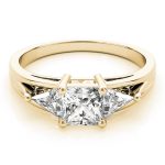 Three Stone Engagement Ring, Square Shape, in Yellow Gold - 83770