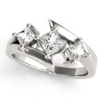 Three Stone Engagement Ring, Square Shape, in White Gold - 83817