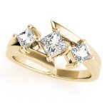 Three Stone Engagement Ring, Square Shape, in Yellow Gold - 83817