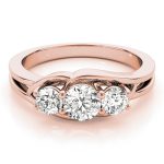 Three Stone Engagement Ring, Round Shape, in Rose Gold - 83822