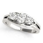 Three Stone Engagement Ring, Round Shape, in White Gold - 83822