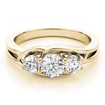 Three Stone Engagement Ring, Round Shape, in Yellow Gold - 83822