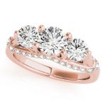 Three Stone Engagement Ring, Round Shape, in Rose Gold - 83824