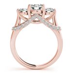 Three Stone Engagement Ring, Round Shape, in Rose Gold - 83824