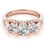 Three Stone Engagement Ring, Round Shape, in Rose Gold - 83824