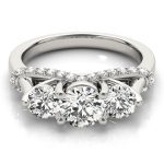 Three Stone Engagement Ring, Round Shape, in Sterling Silver - 83824