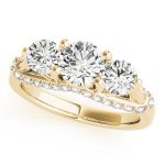 Three Stone Engagement Ring, Round Shape, in Yellow Gold - 83824