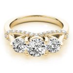 Three Stone Engagement Ring, Round Shape, in Yellow Gold - 83824