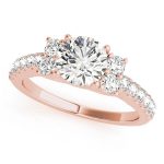 Cluster Engagement Ring, Side Stone Style, Round Shape, in Rose Gold - 83863