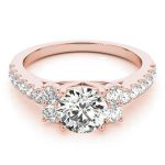 Cluster Engagement Ring, Side Stone Style, Round Shape, in Rose Gold - 83863