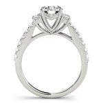 Cluster Engagement Ring, Side Stone Style, Round Shape, in White Gold - 83863