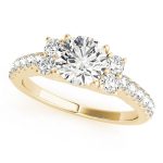 Cluster Engagement Ring, Side Stone Style, Round Shape, in Yellow Gold - 83863