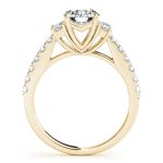 Cluster Engagement Ring, Side Stone Style, Round Shape, in Yellow Gold - 83863