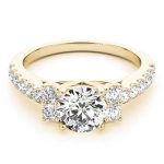 Cluster Engagement Ring, Side Stone Style, Round Shape, in Yellow Gold - 83863