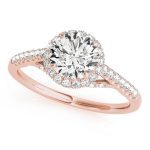 Halo Engagement Ring, Round Shape, in Rose Gold - 83884