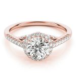 Halo Engagement Ring, Round Shape, in Rose Gold - 83884