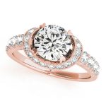 Halo Engagement Ring, Round Shape, in Rose Gold - 83890