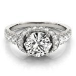 Halo Engagement Ring, Round Shape, in Sterling Silver - 83890