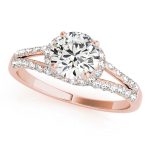 Multirow Engagement Ring, Side Stone Style, Round Shape, in Rose Gold - 83904