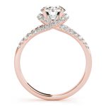 Multirow Engagement Ring, Side Stone Style, Round Shape, in Rose Gold - 83904