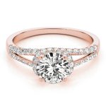 Multirow Engagement Ring, Side Stone Style, Round Shape, in Rose Gold - 83904